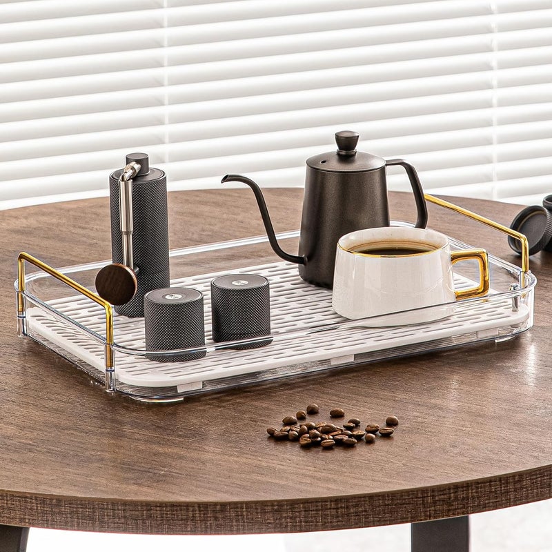Seoneiro Whiskey Tray, Glass Cup Rack, Mug Holder, Coffee Cup Organizer, Bathroom Countertop with Drain Board Wine Glass Decorative Food Tray, Kitchen Spice Rack - Image 2